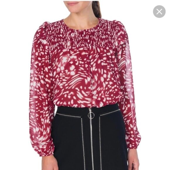 Maje Swirling Dot Lipone Smocked Blouse size 1 - Picture 1 of 13